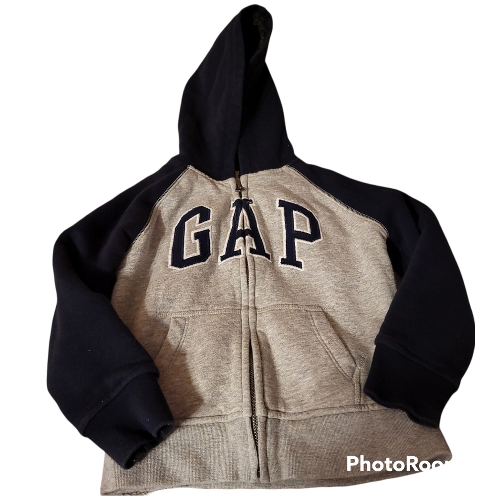Gap Kids Hoodie Full Zip Blue and Gray XS Warm Fleece Lined Inside and Hood